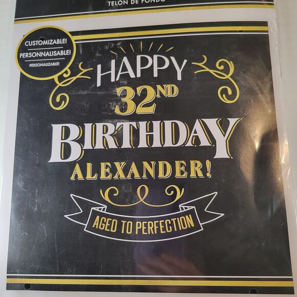 Happy Birthday Backdrop Aged to Perfection Customizable Banner Black and Gold - Picture 7 of 9